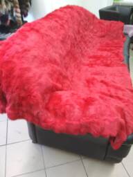 Real Rabbit Fur Blanket Throw Red, Home Warmer - thumbnail 1