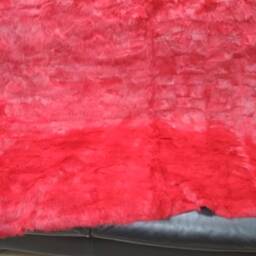 Real Rabbit Fur Blanket Throw Red, Home Warmer - thumbnail 3