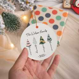 Personalized Christmas Tree Decor, Family Bauble, Ornament 2024, Hanging Xmas Gift - thumbnail 1