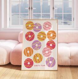 Party Ring Time Print Wall Art Print, Kitchen Poster, Cute Food For Kitchen, Retro British Biscuit 2580 - thumbnail 1