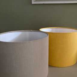 Yellow Linen Drum Lampshade Handmade Table/Floor/Ceiling Lampshade - thumbnail 4