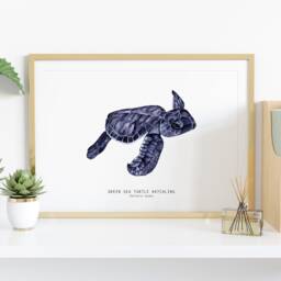 Green Sea Turtle Hatchling Art Print - Chelonia Mydas Watercolor Wall Nursery D??cor Living, Bathroom Kid's Room Poster Gifts - thumbnail 2