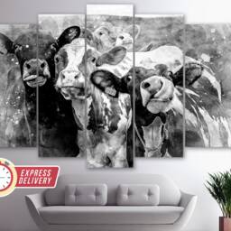 Abstract Cows Canvas Print, Paintings, Cute Art, Cow Photo, Farm Wall Art - thumbnail 4
