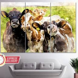 Abstract Cows Canvas Print, Paintings, Cute Art, Cow Photo, Farm Wall Art - thumbnail 3