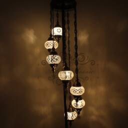 7 Ball Turkish Mosaic Floor Lamp With Large Globes, Lambader - thumbnail 2