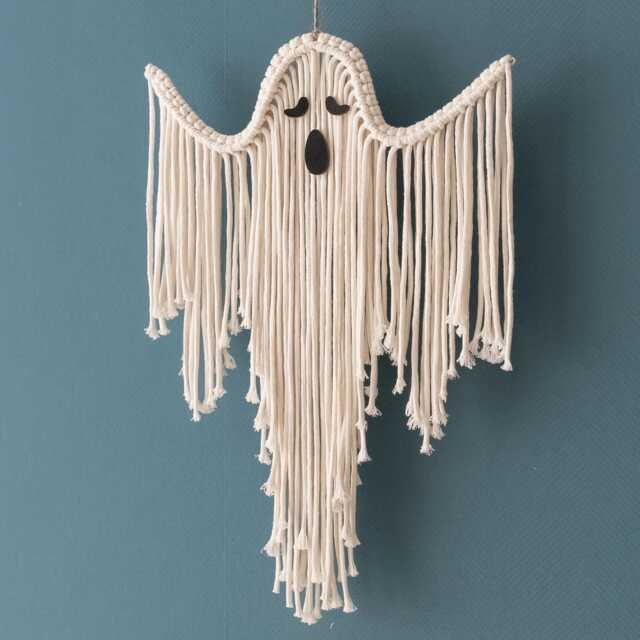 Halloween Macrame Ghost Spooky Wall Hanging For Gothic Decor V73 - image 1