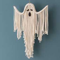 Halloween Macrame Ghost Spooky Wall Hanging For Gothic Decor V73 - thumbnail 1