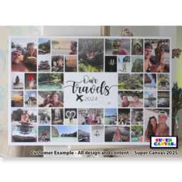 Family Holiday Travel Wedding Custom Quote Personalised 40 Picture Photo Board Collage Wall Art Framed Canvas Print Christmas Gift - thumbnail 1