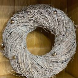 Christmas Door Wreath, Wood, Twine, Natural Materials, Added Silver Sparkle/Glitter - thumbnail 2