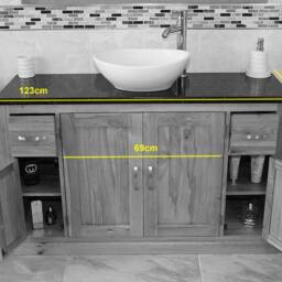 Off White Painted Bathroom Vanity Unit 123cm Wide With Black Quartz Top & Ceramic Basin Set 402Pbqcbcx1 - thumbnail 4