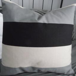 Block Print.stripe Pillow Cover.slipcovers.modern.farmhouse.gift For Him.gift Her.home Decor.black.gray.natural/Beige - thumbnail 2