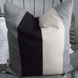 Block Print.stripe Pillow Cover.slipcovers.modern.farmhouse.gift For Him.gift Her.home Decor.black.gray.natural/Beige - thumbnail 1