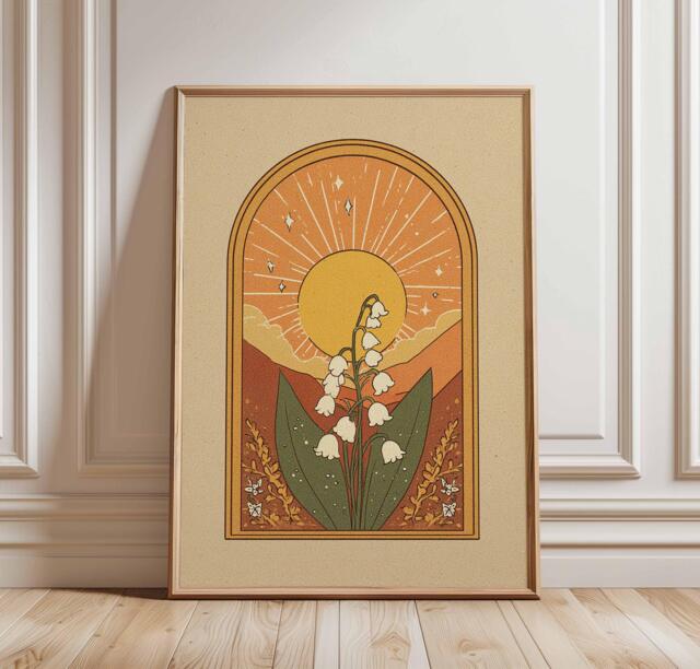 Lily Of The Valley Print, Mystical Celestial Boho Wall Art