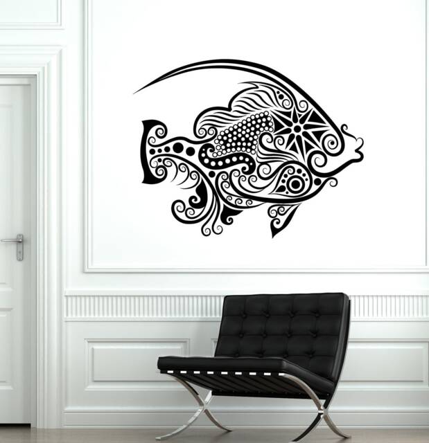 Wall Decal Fish Ocean Sea Ornament Tribal Mural Vinyl 1713Dz - image 1