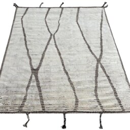 Hand-Knotted Moroccan Beni Ourain Rug, 100% Natural Wool, Modern Berber Carpet For Living Room - thumbnail 2