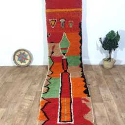 Handmade Wool Berber Runner Rug Custom Moroccan Design - thumbnail 3