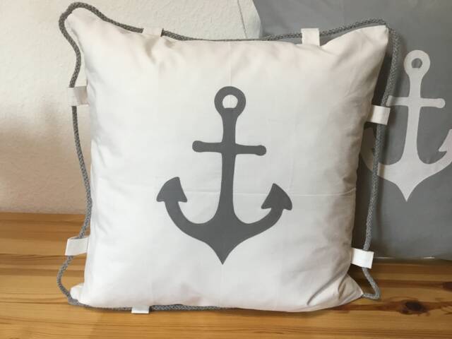 Maritime Cushion Cover Cord White/Gray 50x50cm - image 1