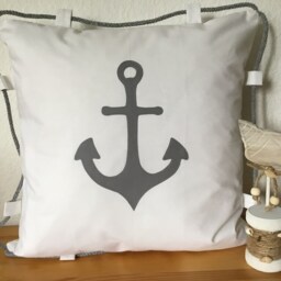 Maritime Cushion Cover Cord White/Gray 50x50cm - thumbnail 2