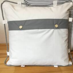 Maritime Cushion Cover Cord White/Gray 50x50cm - thumbnail 3