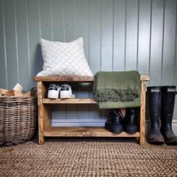 Hand Crafted Rustic Reclaimed Wooden Shoe Bench/Rack Storage Hallway - thumbnail 2