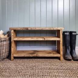 Hand Crafted Rustic Reclaimed Wooden Shoe Bench/Rack Storage Hallway - thumbnail 4