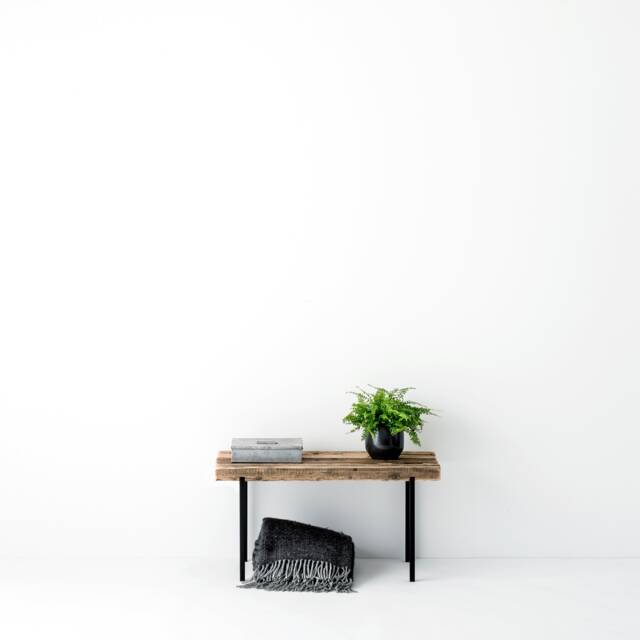 Small Bench Made Of Recycled Reclaimed Wood & Metal - image 1