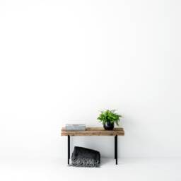 Small Bench Made Of Recycled Reclaimed Wood & Metal - thumbnail 1