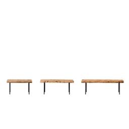 Small Bench Made Of Recycled Reclaimed Wood & Metal - thumbnail 4