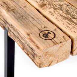Small Bench Made Of Recycled Reclaimed Wood & Metal - thumbnail 2