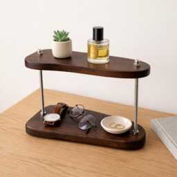 Handcrafted Walnut Display Shelf - Minimalist Decorative For Vanity, Dresser Or Living Room, Unique Natural Wood Grain