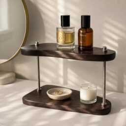 Handcrafted Walnut Display Shelf - Minimalist Decorative For Vanity, Dresser Or Living Room, Unique Natural Wood Grain - thumbnail 4