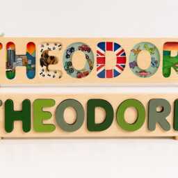 Custom Hand Painted Wooden Name Puzzle - Maple Wood Heirloom Keepsake, Baby Shower Gift - thumbnail 4