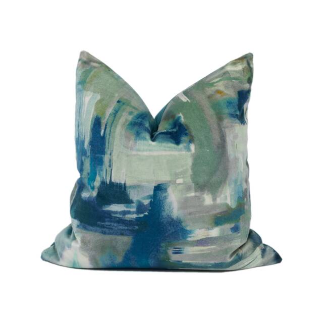 Boeme Design - Ocampo Basil Painterly Mexican Inspired Plush Velvet Cushion Cover Handmade Throw Pillow Designer Home D??cor - image 1