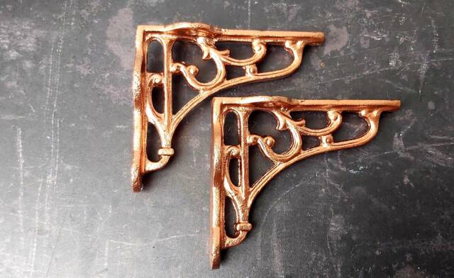 Copper Shelf Brackets, Heavy Duty Iron Wall Victorian Scroll Brackets - image 1