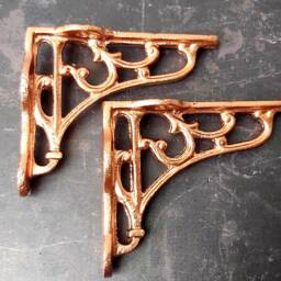 Copper Shelf Brackets, Heavy Duty Iron Wall Victorian Scroll Brackets - thumbnail 2