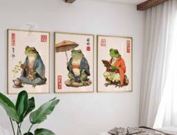 Japanese Set Of 3 Frog Posters, Prints, Matsumoto Hoji Wall Art Decor, Animal Art, Poster, Gift, A1/A2/A3/A4 - thumbnail 1