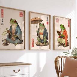 Japanese Set Of 3 Frog Posters, Prints, Matsumoto Hoji Wall Art Decor, Animal Art, Poster, Gift, A1/A2/A3/A4 - thumbnail 2