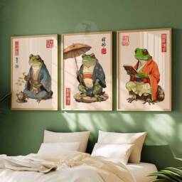 Japanese Set Of 3 Frog Posters, Prints, Matsumoto Hoji Wall Art Decor, Animal Art, Poster, Gift, A1/A2/A3/A4 - thumbnail 3