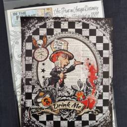 Mad Hatter Wall Art On Dictionary Book Page, Drink Me Alice in Wonderland Poster Print, Tattoo Gothic Decor, Decor - thumbnail 2