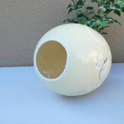 Hand Carved Lizard Ostrich Egg Lampshade, South African Art - thumbnail 4