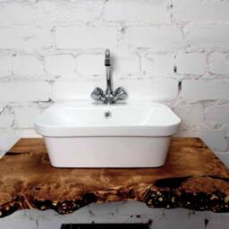 Bathroom Vanity Maple Shelf, New Home Gift, Under Sink Storage, Housewarming Solid Wood Rustic Shelf - thumbnail 2
