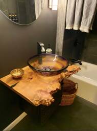 Bathroom Vanity Maple Shelf, New Home Gift, Under Sink Storage, Housewarming Solid Wood Rustic Shelf - thumbnail 1