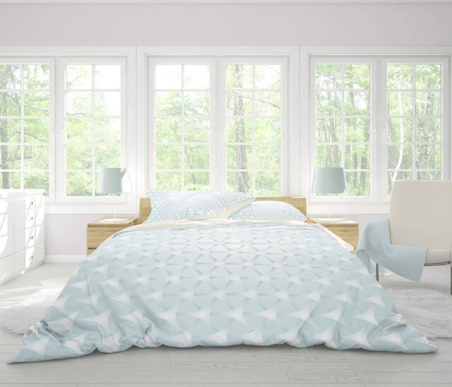 Duvet Cover, Bedding, Bedroom Decor, Queen Duvet, King Duvet Cover, Geometric Duvet, Pastel Pink Duvet, Light Blue Duvet, White Duvet, Gift - image 1