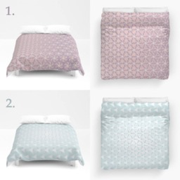 Duvet Cover, Bedding, Bedroom Decor, Queen Duvet, King Duvet Cover, Geometric Duvet, Pastel Pink Duvet, Light Blue Duvet, White Duvet, Gift - thumbnail 3
