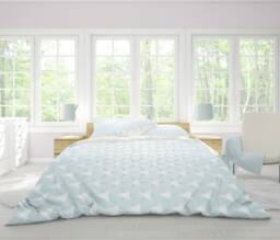 Duvet Cover, Bedding, Bedroom Decor, Queen Duvet, King Duvet Cover, Geometric Duvet, Pastel Pink Duvet, Light Blue Duvet, White Duvet, Gift - thumbnail 1
