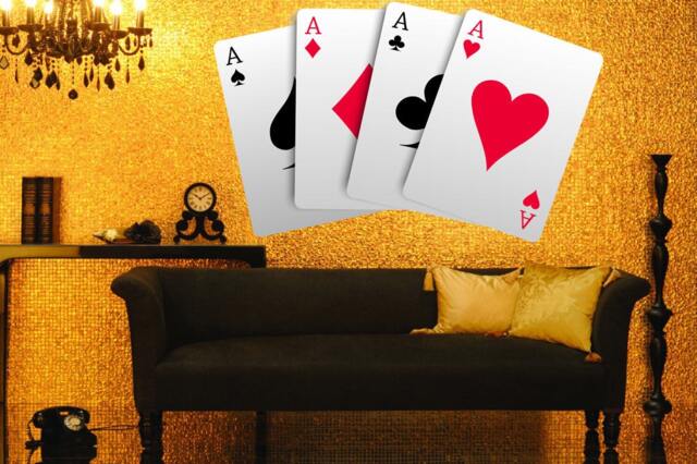 Poker Full Color Decal, Playing Cards Aces Color Sticker, Wall Art, Cn 097