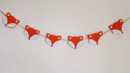 Fox Garland, Animal Bedroom Decor, Woodland Theme, Baby Room Kids Wall Hanging, Animals, Rustic Felt Home Decor - thumbnail 1