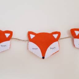 Fox Garland, Animal Bedroom Decor, Woodland Theme, Baby Room Kids Wall Hanging, Animals, Rustic Felt Home Decor - thumbnail 2