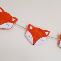 Fox Garland, Animal Bedroom Decor, Woodland Theme, Baby Room Kids Wall Hanging, Animals, Rustic Felt Home Decor - thumbnail 3