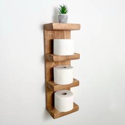 Rustic Wooden Shelving Unit, Bathroom Toilet Roll Holder, Farmhouse Decor Display Shelf, Narrow Depth Shelves - thumbnail 1